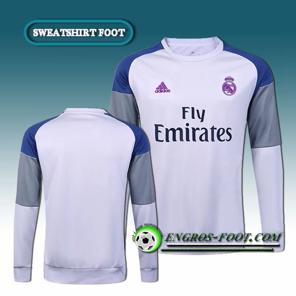 Engros-foot: Sweatshirt Training Real Madrid Blanc Cristal/Violet 2016 2017 Thailande