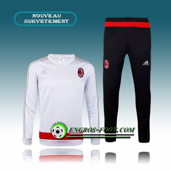 Engros-foot: Survetement Foot Milan AC Blanc 2015 2016 Thailande