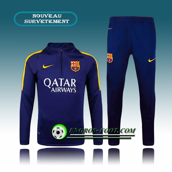 Engros-foot: Survetement Foot Barcelone Le bleu marine 2015 2016 Thailande