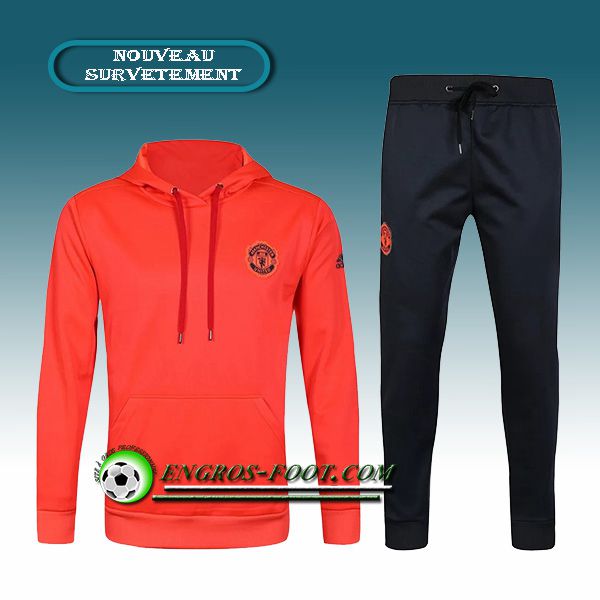 Engros-foot: Sweat a Capuche Survetement Foot Manchester United Orange 2016-17 Thailande