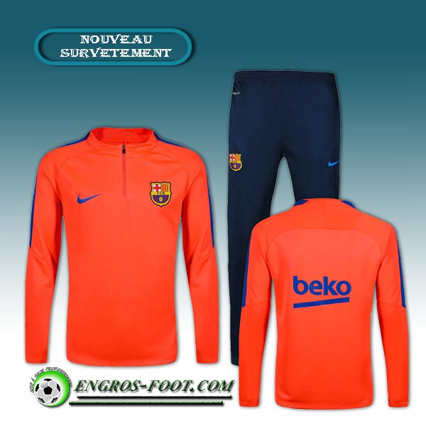 Engros-foot: Survetement Foot FC Barcelone Orange 2016 2017 Thailande