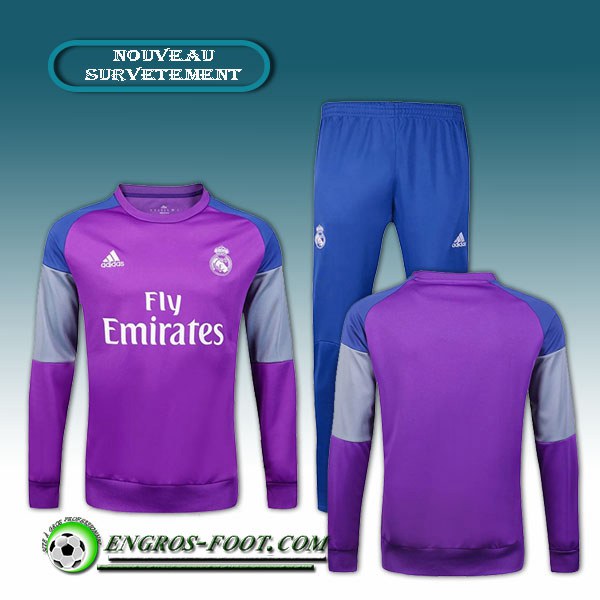 Engros-foot: Survetement Foot Real Madrid Pourpre + Pantalon Bleu 2016 2017 Ensemble Thailande