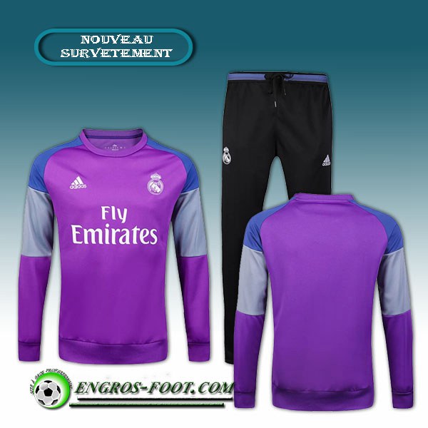 Engros-foot: Survetement Foot Real Madrid Pourpre + Pantalon Noir 2016 2017 Ensemble Thailande