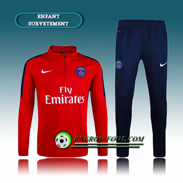 Engros-foot: Survetement Enfant Paris PSG Rouge 2016 2017 Thailande