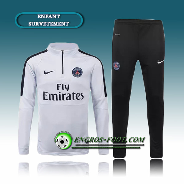 Engros-foot: Survetement Enfant Paris PSG Blanc 2016 2017 Thailande