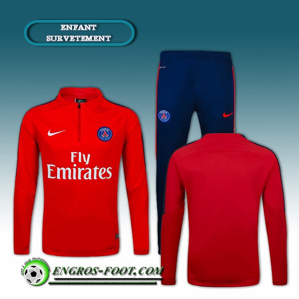 Engros-foot: Survetement Foot PSG Enfant Rouge 2016 2017 Thailande