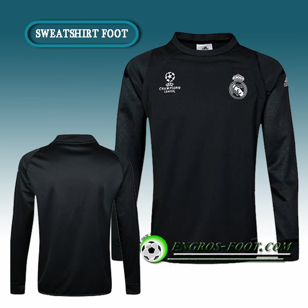 Engros-foot: Champions Sweatshirt Training Real Madrid Velours Noir 2016 2017 Thailande