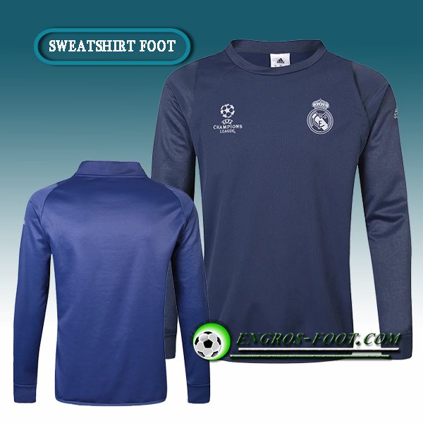 Engros-foot: Champions Sweatshirt Training Real Madrid Velours Bleu/Marine 2016 2017 Thailande