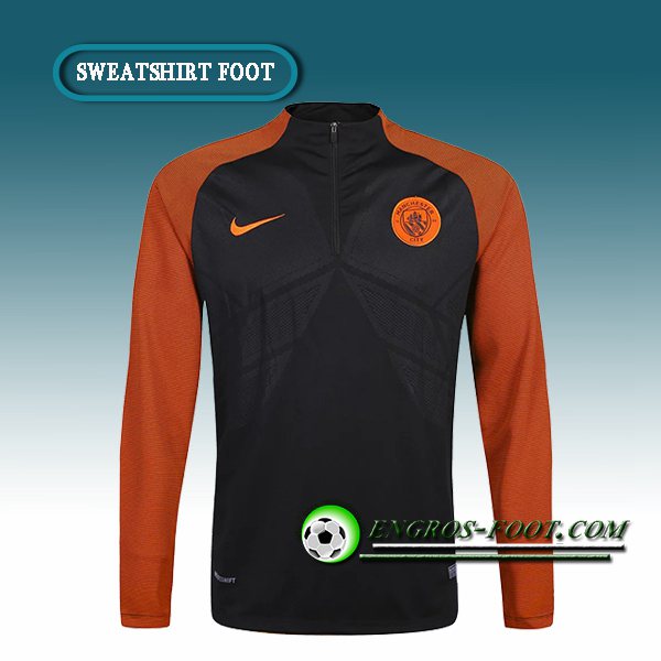 Engros-foot: Sweatshirt Training Manchester City Orange/Noir 2016 2017 Thailande