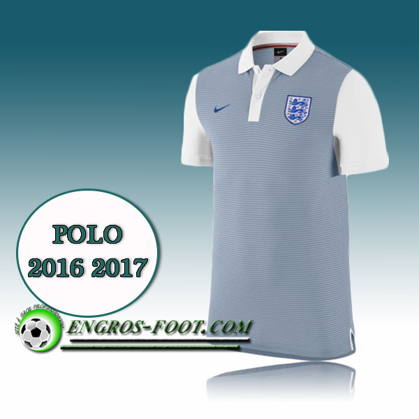 Engros-foot: Maillot Polo Equipe de Angleterre Foot Blanc&Gris 2016 2017