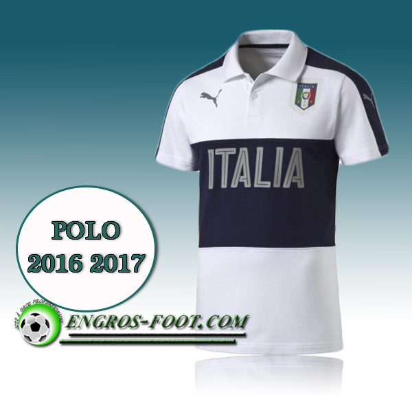Engros-foot: Maillot Polo Equipe de Italie Foot Blanc&Noir 2016 2017