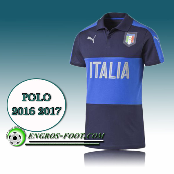 Engros-foot: Maillot Polo Equipe de Italie Foot Noir&Bleu 2016 2017