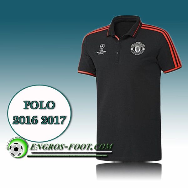 Engros-foot: Champions League Maillot de Polo Manchester United Noir 2016 2017