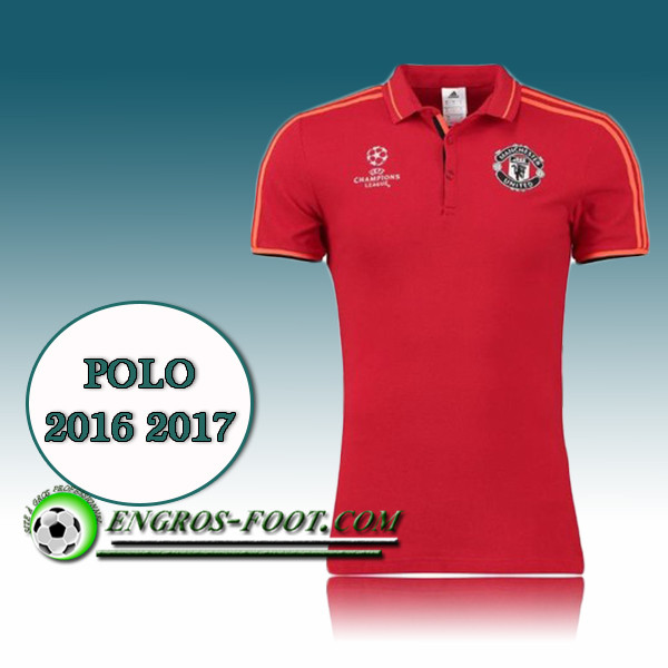 Engros-foot: Champions League Maillot de Polo Manchester United Rouge 2016 2017