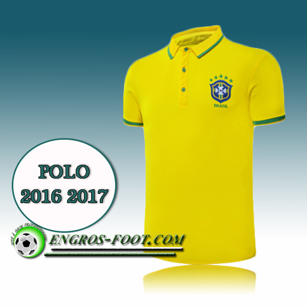 Engros-foot: Maillot Polo Equipe de Bresil Foot Noir 2016 2017