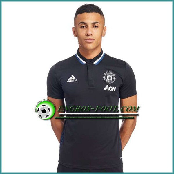 Engros-foot: Maillot de Polo Manchester United Noir 2016 2017