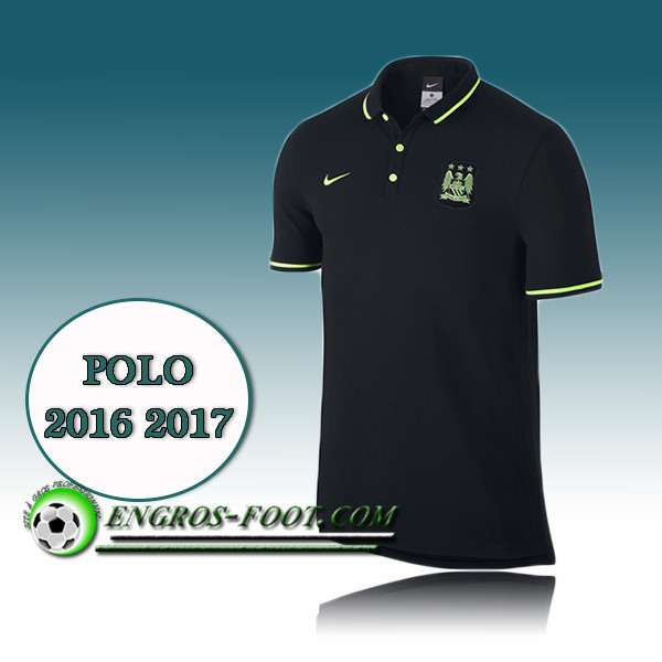 Engros-foot: Maillot de Polo Manchester City Foot Noir 2016 2017