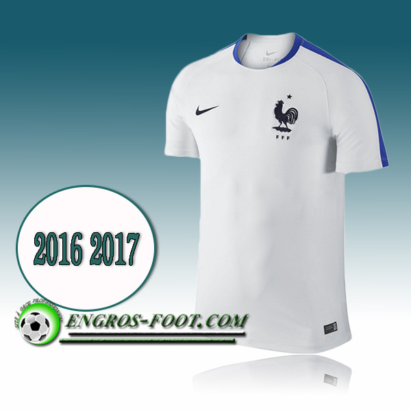 Engros-foot: Maillot Training Equipe de France Blanc PRE-MATCH 2016 2017