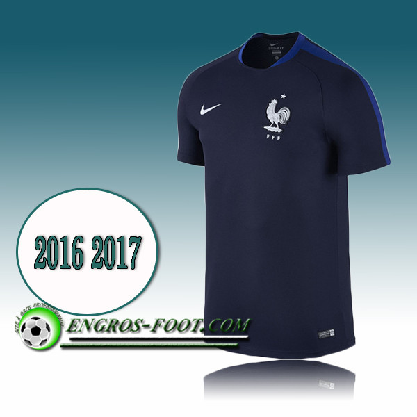 Engros-foot: Maillot Training Equipe de France Bleu Marine PRE-MATCH 2016 2017