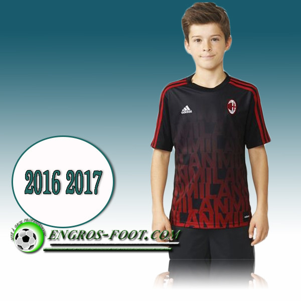 Engros-foot: Maillot de Training Milan AC Noir&Rouge PRE-MATCH 2016 2017