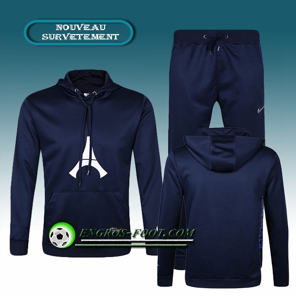 Engros-foot: Sweat a Capuche Survetement Foot PSG Bleu Royal 2016-17 Thailande