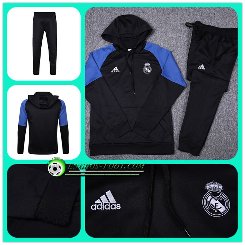 survetement d entrainement foot Sweat a Capuche Real Madrid Noir/Bleu 2016-17