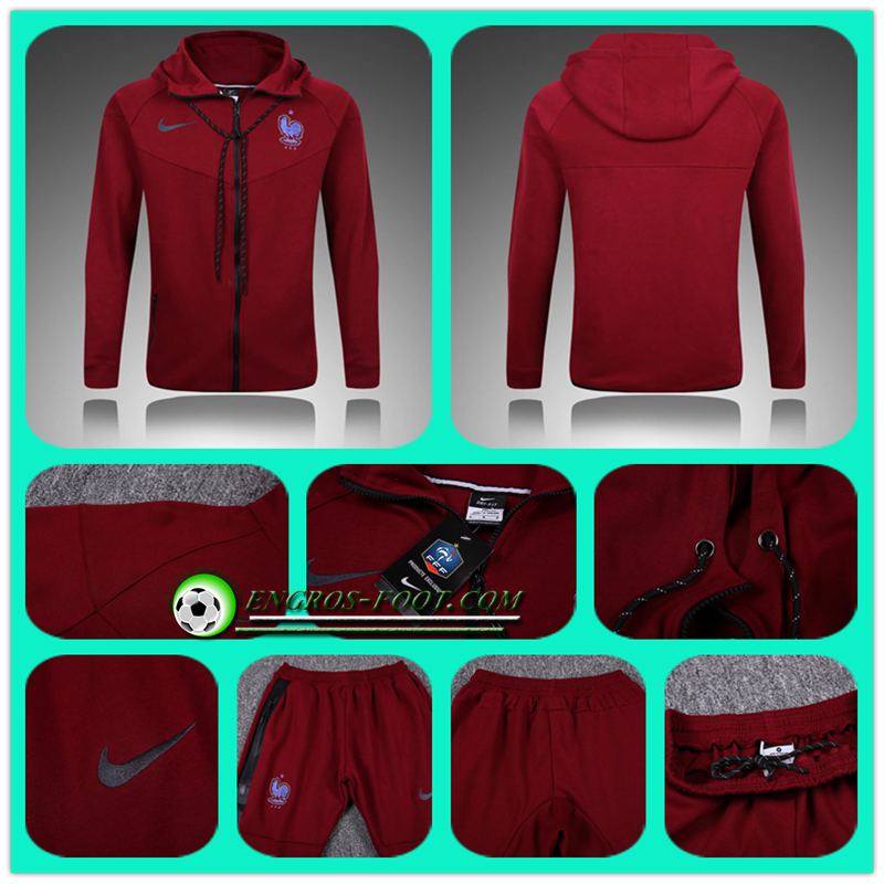 ensemble survetement foot Sweat Capuche Rouge 17-18