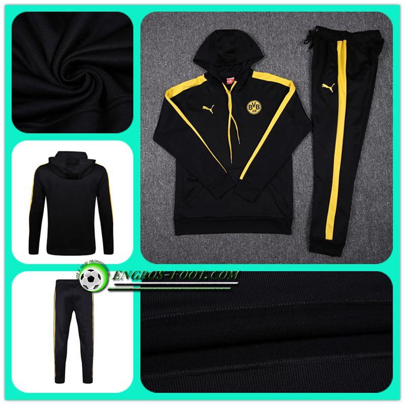 ensemble survetement foot Sweat a Capuche Dortmund BVB Noir 16 17