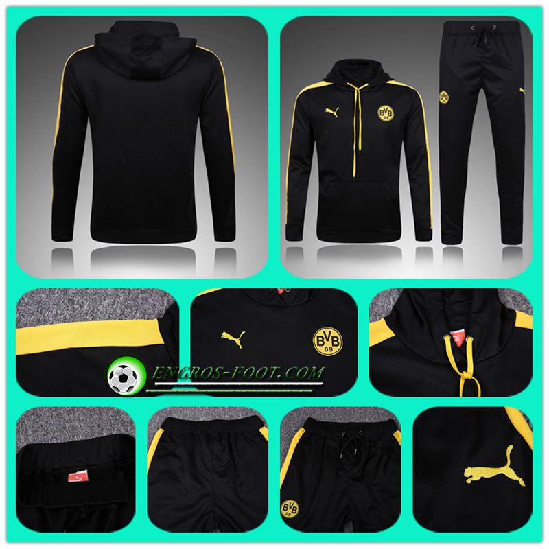 ensemble survetement foot Sweat Capuche Noir 16-17