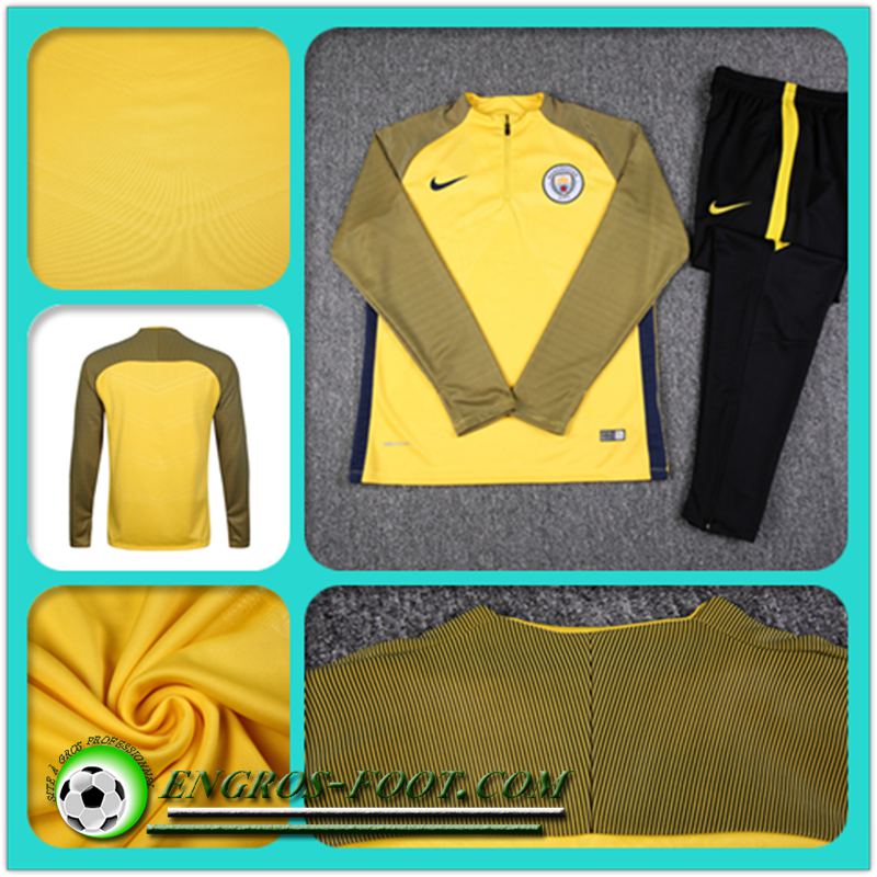 Le Nouveaux Sweatshirt de Foot Manchester City Jaune/Noir 17/18 en gros