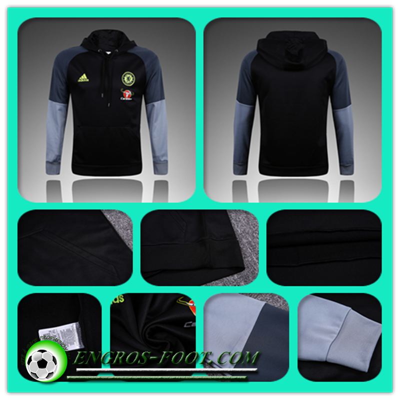 Sweat à Capuche Foot FC Chelsea Gris/Noir 2016-2017 Thailande