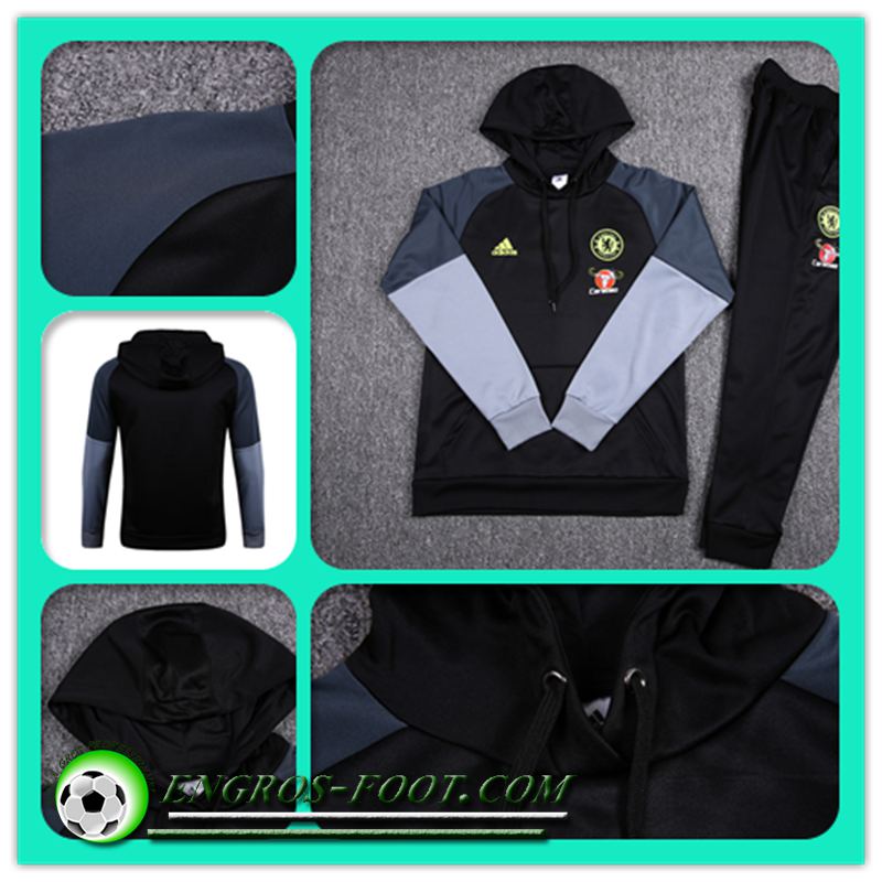 Photo Sweat Capuche Training FC Chelsea Gris/Noir 16-17 Discount