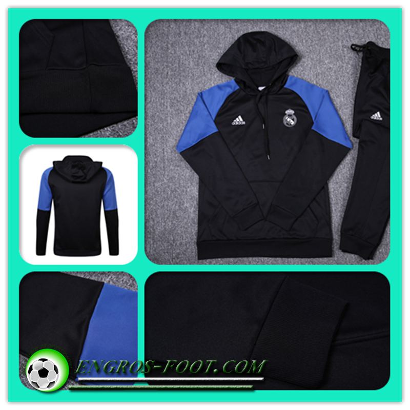 Nouveau Sweat Capuche du Real Madrid Noir/Bleu 2016 17 Pas Cher