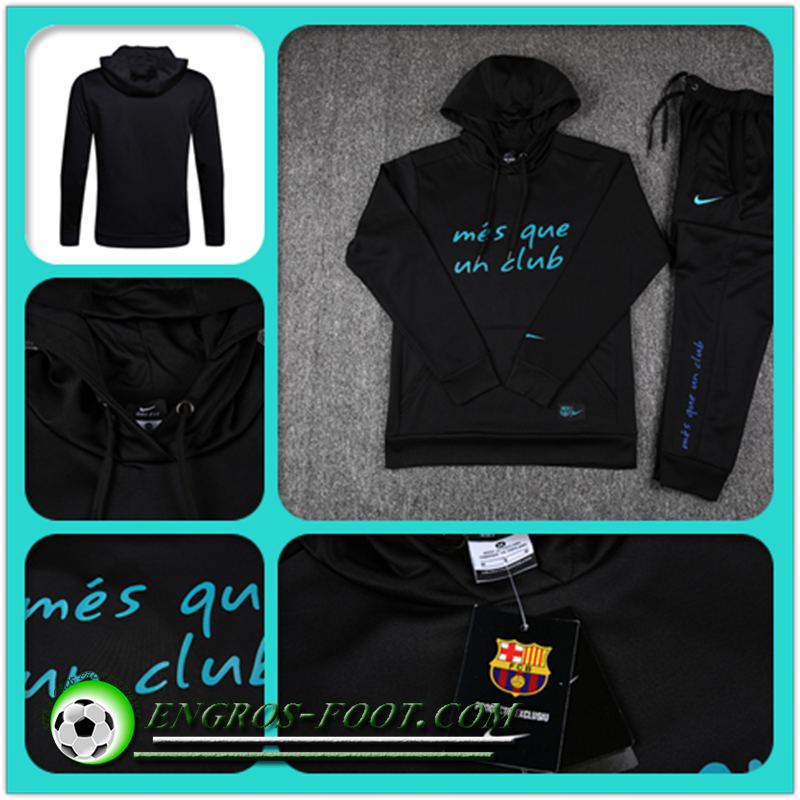 Replica Sweat Capuche FC Barcelone Noir 17-18