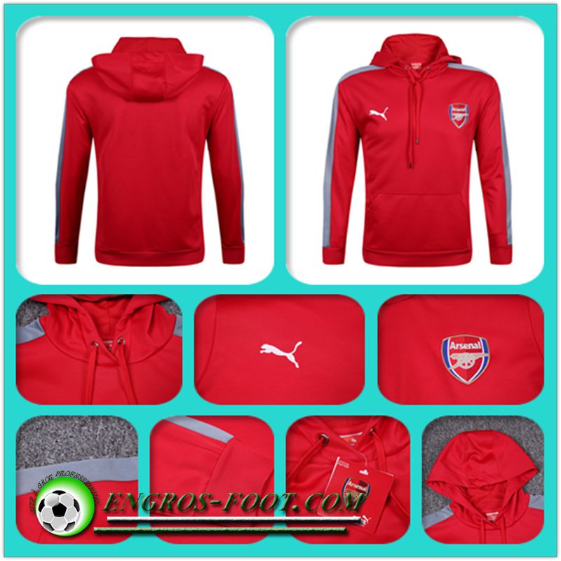 Nouveau Sweat Capuche du Arsenal Rouge 2016 17 Pas Chere