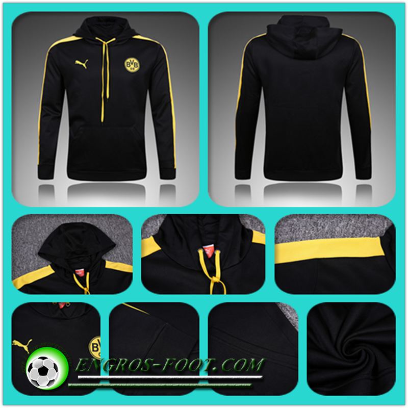 Sweat à Capuche Foot Dortmund BVB Noir 2016-2017 Thailande