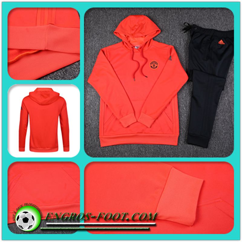 Nouveau Sweat Capuche de Foot Manchester United Orange 2017/2018 en gros