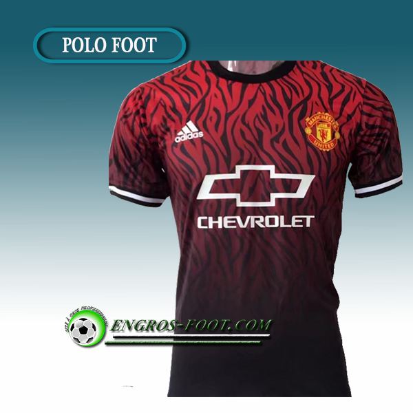 Engros-foot: Maillot de Polo Manchester United Rouge/Noir 2017-2018 Thailande