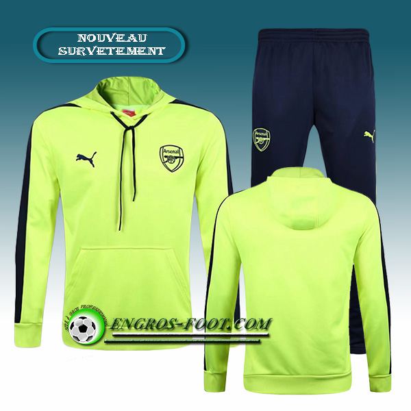 Engros-foot: Sweat Capuche Survetement Foot Arsenal Vert Clair 2016-2017 Thailande