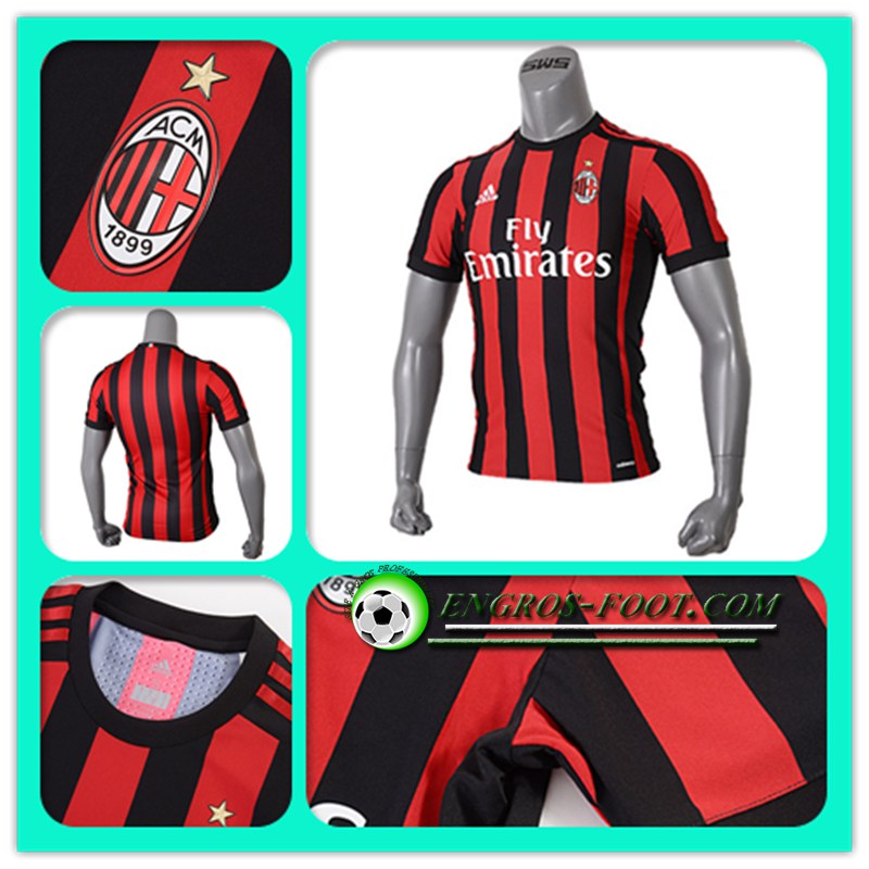 jeu de Maillot du Milan AC Enfant Domicile 2017 18 Rouge/Noir | personnalisé à floquer