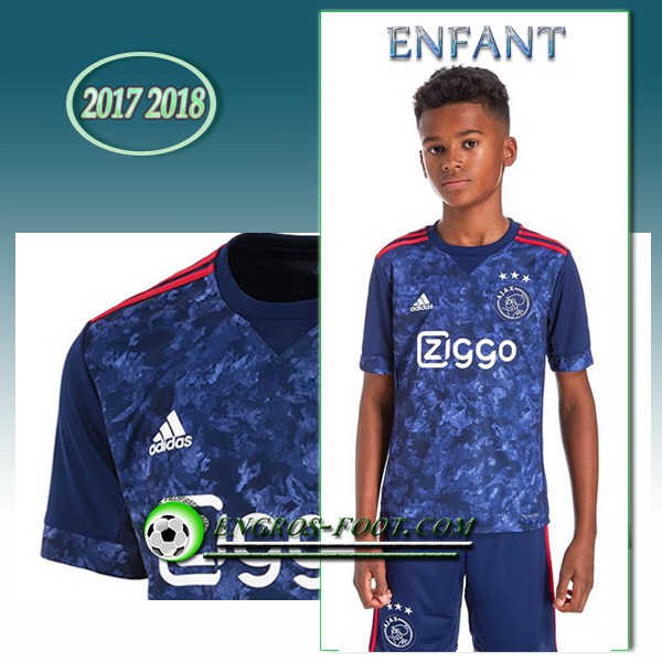 Engros-foot: Ensemble Maillot Foot AFC Ajax Enfant Exterieur 2017 2018 Bleu Thailande