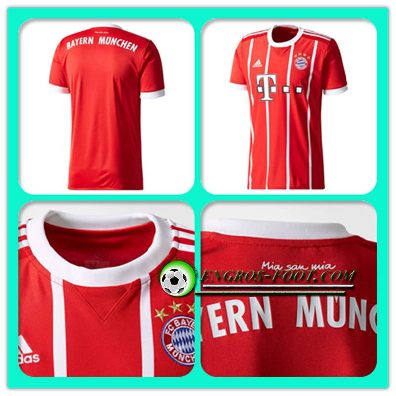 jeu de Maillot du FC Bayern Munich Enfant Domicile 2017-18 Rouge/Blanc | a personnaliser avec flocage