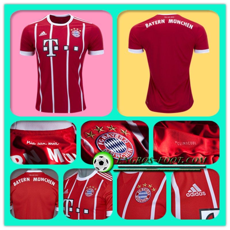 Photo de Nouveaux Maillots Foot Bayern Munich 2017/2018 Domicile Enfant Rouge/Blanc