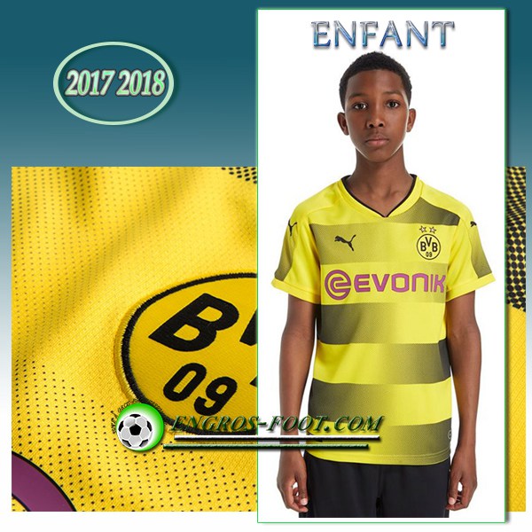 Engros-foot: Ensemble Maillot Foot Dortmund BVB Enfant Domicile 2017 2018 Jaune/Noir Thailande