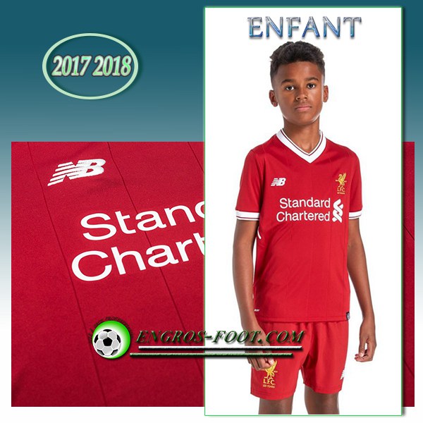 Engros-foot: Ensemble Maillot Foot Liverpool Enfant Domicile 2017 2018 Rouge Thailande