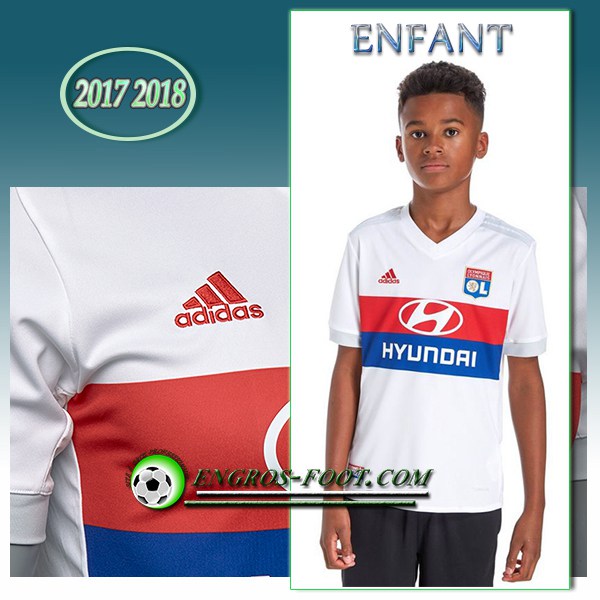 Engros-foot: Ensemble Maillot Foot Lyon OL Enfant Domicile 2017 2018 Blanc Thailande
