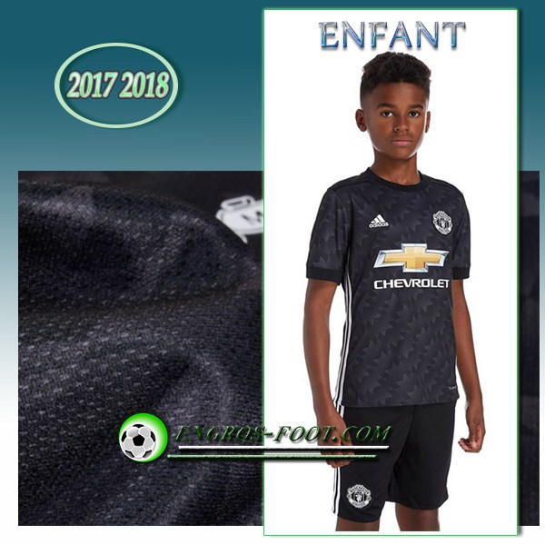 Engros-foot: Ensemble Maillot Foot Manchester United Enfant Exterieur 2017 2018 Noir Thailande