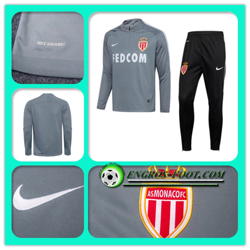 les plus beaux Survetement Training Foot AS Monaco Gris 16 17 thailande