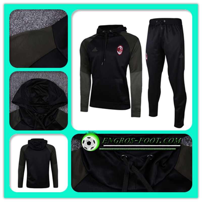 Image de Survetement Training du Sweat Capuche Milan AC Noir/Gris 2016-17