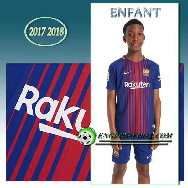 Engros-foot: Ensemble Maillot Foot FC Barcelone Enfant Domicile 2017 2018 Rouge/Bleu Thailande